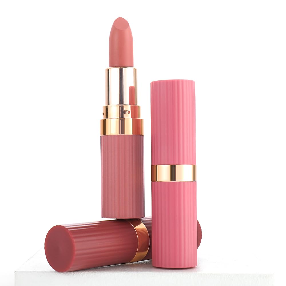 CAKAILA Nude Lip Stick,Matte Cream Lipstick Set for Women,Long Lasting Waterproof Smudge Proof Velvet lipsticks Crayon,Lip Makeup Kit Travel Size,Vegan & Cruelty-free (Pack of 1)