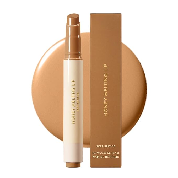 Nature Republic HONEY MELTING LIP (00 CHAI MILK TEA) | SOFT LIP STICK Hydrating Gloss, Moisturizing balms, Sheer tint, Shine & Nude, Glowy Finish, korean make up
