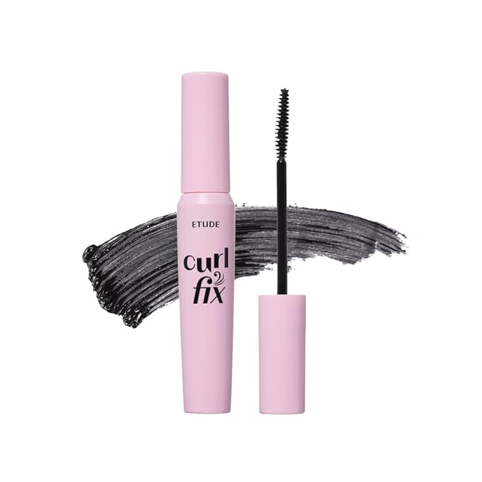 ETUDE Curl Fix Mascara, Waterproof Mascara, Strong Curl Up, Long-Lasting, Waterproof, Light-Weight, Korean Makeup, Beauty, Vegan Certified, Black (0.27 Fl Oz)