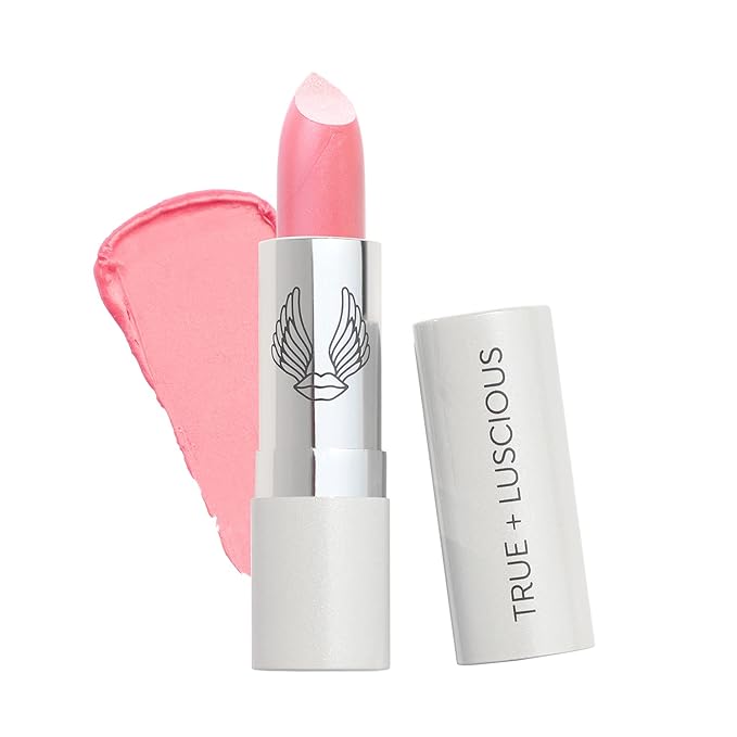 True + Luscious Super Moisture Lipstick | Satin Sheer Lasting Hydrating Lip Color for Dry Lips & All Skin Tones | Lightweight Feel with Hyaluronic Acid & Konjac Root | Vegan | Breathless Pink