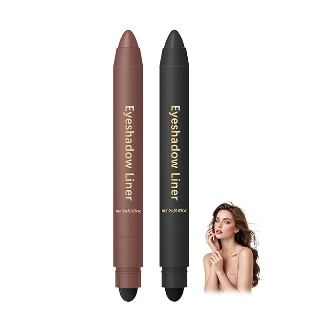 Hgkvnul 2 in 1 Eyeliner and Eyeshadow Plum, Eyeshadow Stick and Liner Duo, Waterproof, Smudge-Proof, Effortless Smoky or Natural Eye Makeup (2Pcs B)