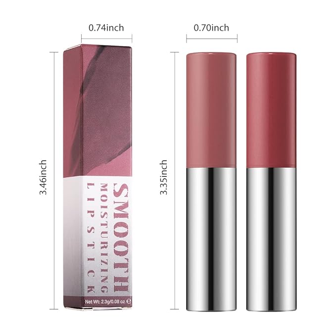 JUAAZIN 2Pcs Matte Lipstick Lip Liner Pencil Crayon - High Pigment Creamy Formula, Waterproof Long Lasting, Non-Sticklipstick, Ultra Thin Lightweight Velvet Matte Lip Feel for Women 01#+03#
