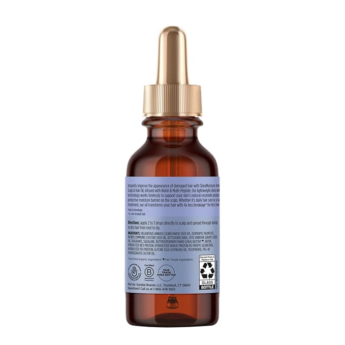 Shea Moisture Scalp & Hair Oil Anti-Hair Fall for Healthy Looking Hair and Moisturized Scalp, with Biotin & Multi-Peptide ScalpBoost Technology, 2 oz