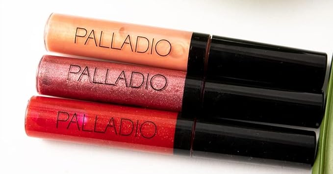 Palladio Lip Gloss, Non-Sticky Lip Gloss, Contains Vitamin E and Aloe, Offers Intense Color and Moisturization, Minimizes Lip Wrinkles, Softens Lips with Beautiful Shiny Finish, Pure Natural