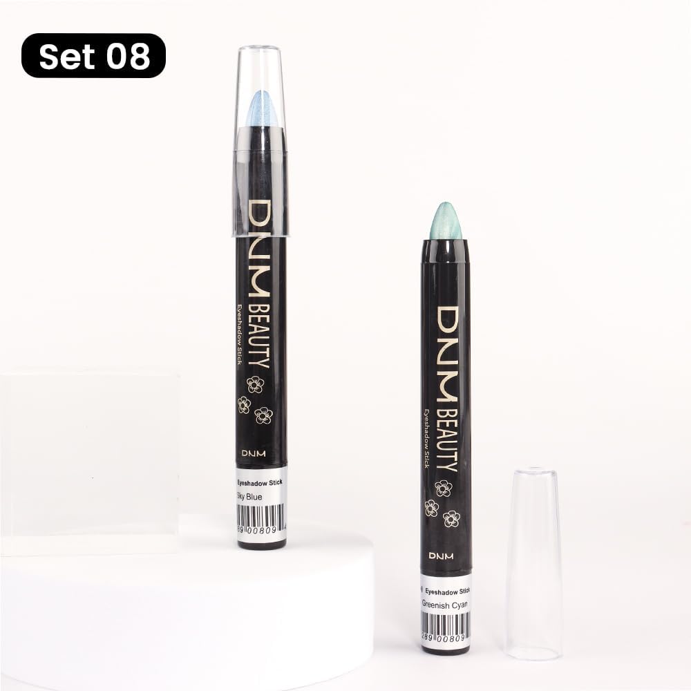 evpct 2Pcs Cream Eyeshadow Sticks Set for Eyes Sky Blue & Greenish Cyan Shimmer Eye Crayon Shadow Brightener Stick Pencil Pen Bulk sombras en crema para ojos 10+12