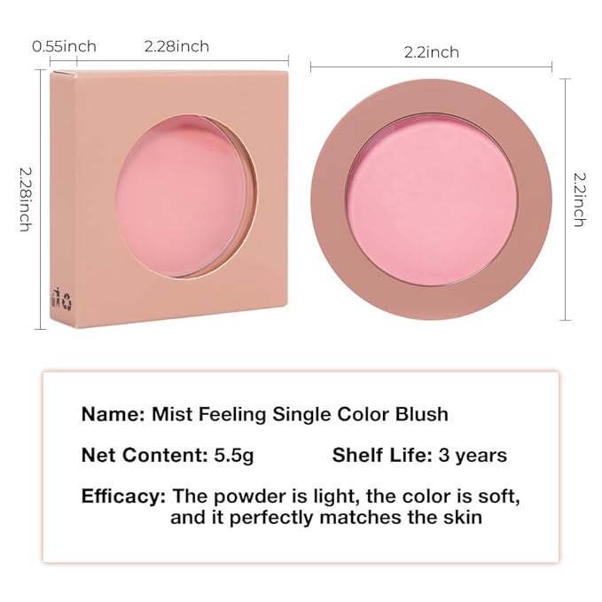 HHLTOH Single Lavender Pink Purple Matte Powder Blush Palette Face Makeup, Blush for Looks Younger Cheeks, Monochrome Cream Blushes Lightweight Long Lasting, Blush for Women All Skin Tones Paleta de