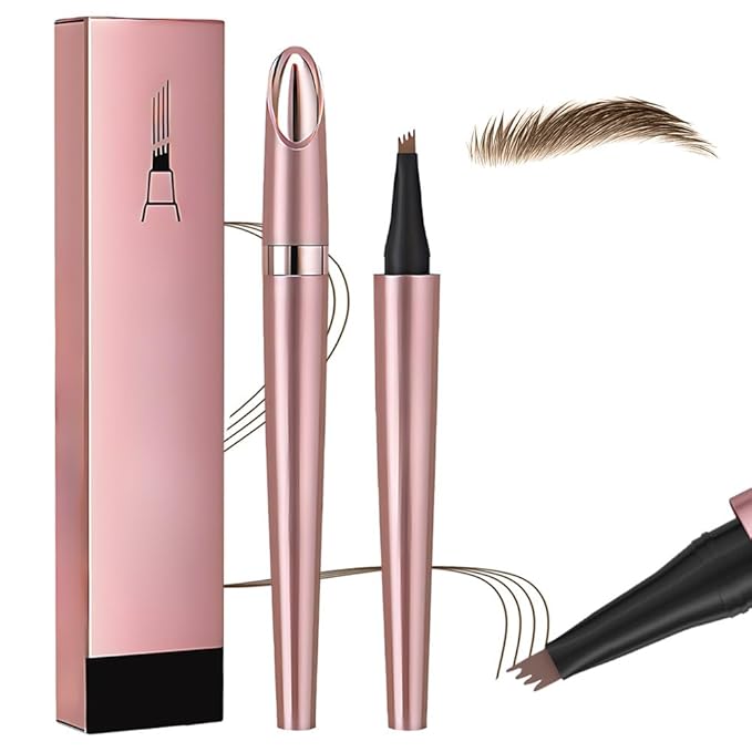 2025 Premium Microblading Eyebrow Pen, Waterproof Eyebrow Pencil, Eye Brow Pen with 4 Tip, Natural Magic Eyebrow Makeup Fine Stroke Contouring Pencil Long-Lasting Stay on All Day (Dark Brown)