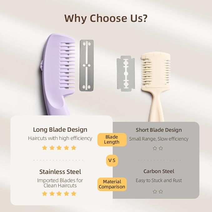 Cryslora Hair Razor Comb, Hair Thining Trimmer, Homeuse Cutting and Styling Comb (Purple)