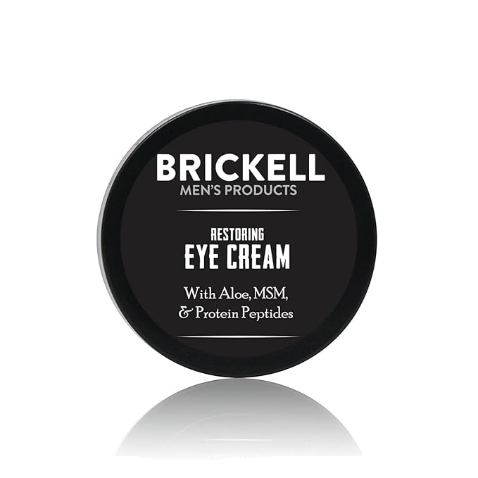 Brickell Men's Restoring Under Eye Cream for Men, Anti Aging Eye Balm To Reduce Puffiness, Wrinkles, Dark Circles, Crows Feet & Eye Bags, Caffeine, Hyaluronic Acid & Protein Peptides, 0.5oz, Unscented