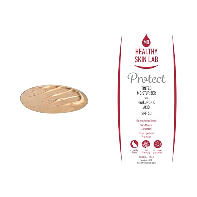 Healthy Skin Lab Protect Tinted Moisturizer SPF 50, Sheer Universal Tint, Lightweight Hydrating Mineral Sunscreen for Face, Hyaluronic Acid, Broad-Spectrum Daily SPF, Dermatologist-Tested, 1.8 oz