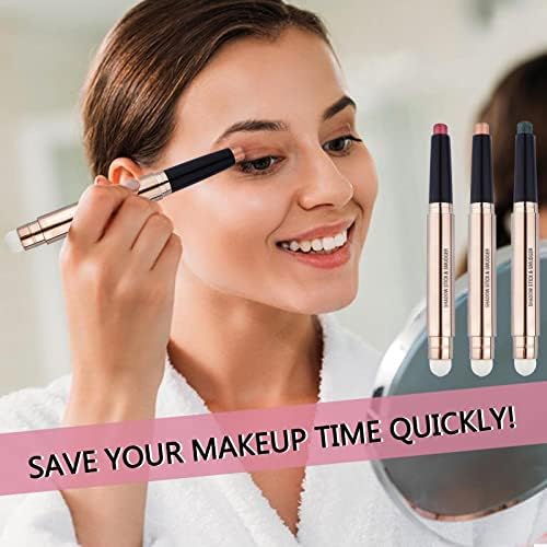Metiplou 2 in 1 Champagne Gold Shimmer Eyeshadow Stick eyeliner pencil Cream Shimmer Smooth Eyeshadow pencil Waterproof Hypoallergenic Long Lasting Eye Shadow Pen Multi-Dimensional Eyes Look