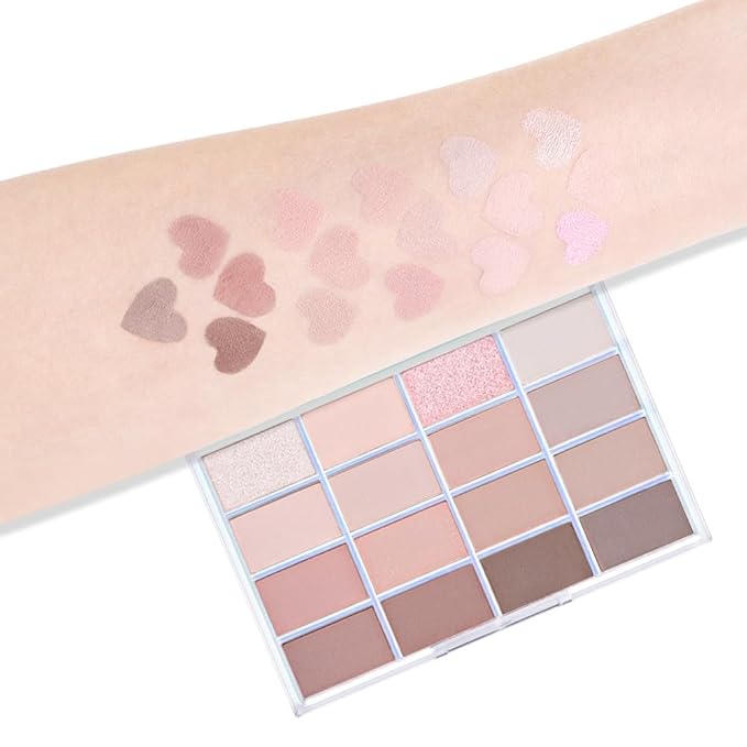CAKAILA 16Colors Light Beige Coral Brown Basics Matte Eyeshadow Palette,Eye Shadow Travel Makeup Palette all in one Long Lasting Waterproof,Great for Travel Gift Kit
