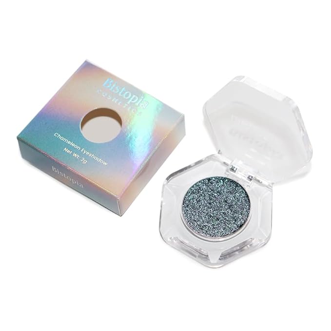 Bistopia Holographic Glitter Single Eyeshadow, Pearlescent Shimmer Metallic Cream Powder Eye Makeup, Blendable Long Lasting Waterproof, Multi-Use Face Highlighter, 2g(Time Lapse)