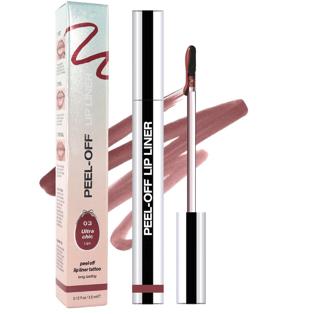Hxssll Matte Lip Gloss Stain-Peel Off Lip Liner Tattoo, Brownish Red Lip Tint，Long Lasting Peel Off Lip Stain, Waterproof Transfer-proof Lip Mask Lip Liner Peel Off Lip Gloss,Stayn Lip Makeup. #03