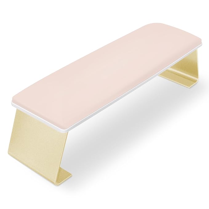 Erasable Arm Rest for Nails Tech, Luxury Nail Arm Rest Pink Manicure Hand Rest for Nails Tech with Non-Slip Aluminum Alloy Legs, Cleanable Technology Leather