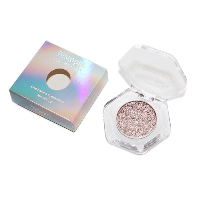 Bistopia Holographic Glitter Single Eyeshadow, Pearlescent Shimmer Metallic Cream Powder Eye Makeup, Blendable Long Lasting Waterproof, Multi-Use Face Highlighter, 2g(Tessera)