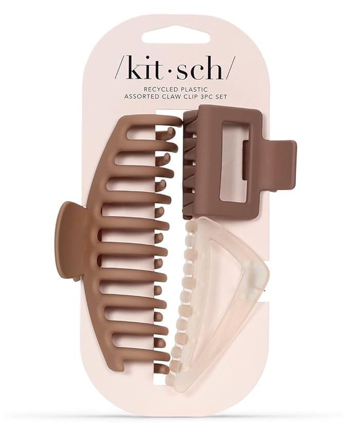 Kitsch Large Assorted Hair Clips for Women, Medium Open Shape Hair Claw Clips for Thick Hair, Small Open Shape Hair Clip & Big Claw Clip for Teen Girls, 3 pcs