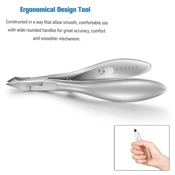 FERYES Cuticle Clippers 1/2 Jaw - Professional Cuticle Cutter Nail Cuticle Remover Tool, Nail Skin Clipper Hangnail Trimmer - Silver