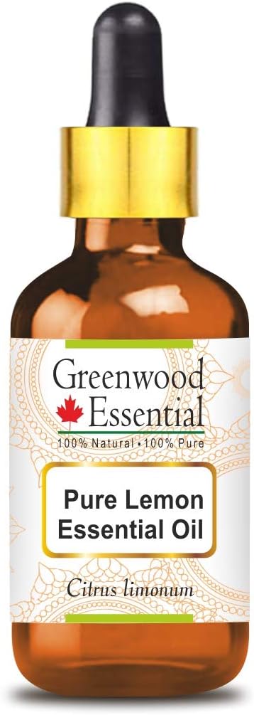 Greenwood Essential Pure Lemon Essential Oil (Citrus limonum) with Glass Dropper Steam Distilled 30ml (1 oz)