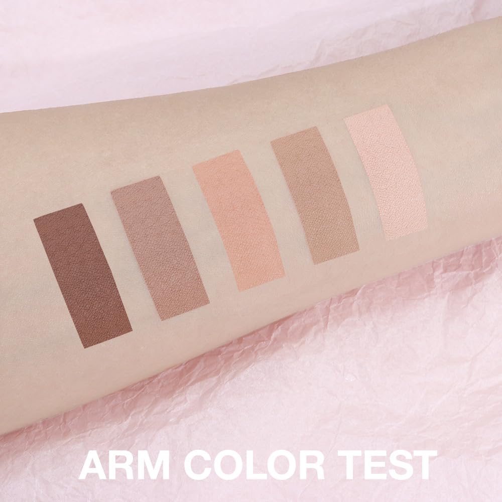 JUAAZIN 5 Colors Matte Eyeshadow Makeup Palette, 5 Natural Classic Nude Neutral Nude Brown Eyeshadow, Looks for Brown Eyes Women Finish Long Wearing Waterproof Professional Eye Makeup 01#