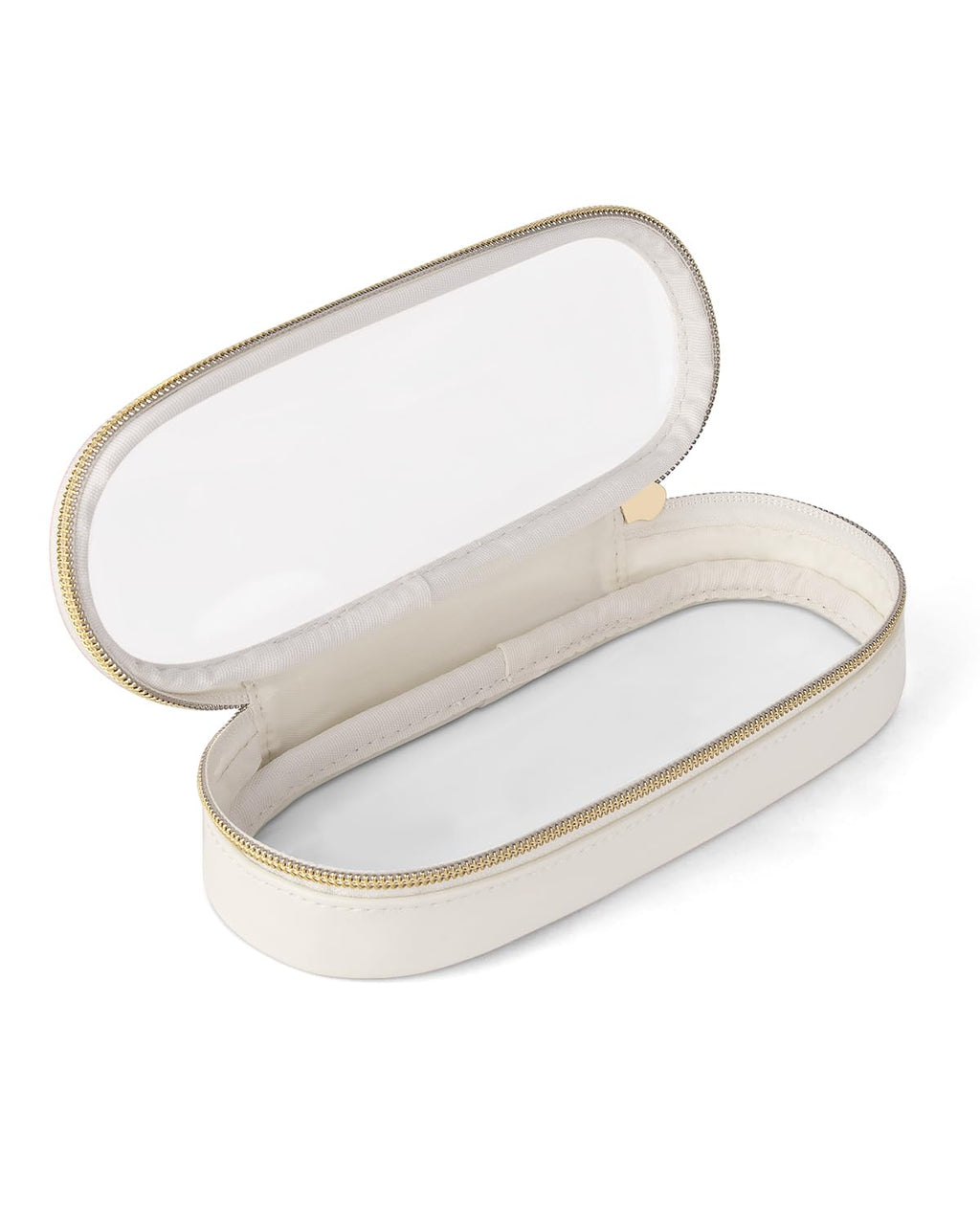 Soimeat Clear Travel Makeup Brush Holder, Leather Makeup Brush Toiletry Bag, Portable Cosmetic Brush Case, Transparent Waterproof Makeup Brush Storage Bag, White, Large
