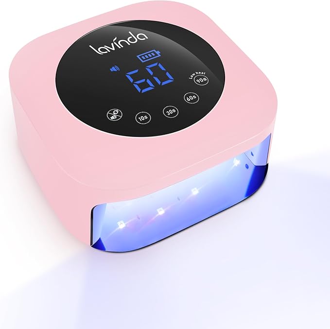 Lavinda 54W Cordless UV LED Nail Lamp for Gel Nails, Matte Macaron Pink