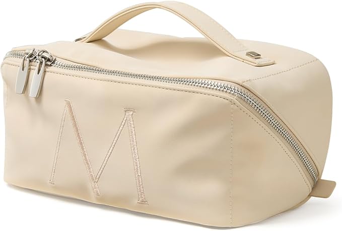 EACHY Personalized Makeup Bag, Travel Cosmetic Bags for Women with Zipper & Handle, Christmas or Birthday Gift for Mom, Wife and Friends