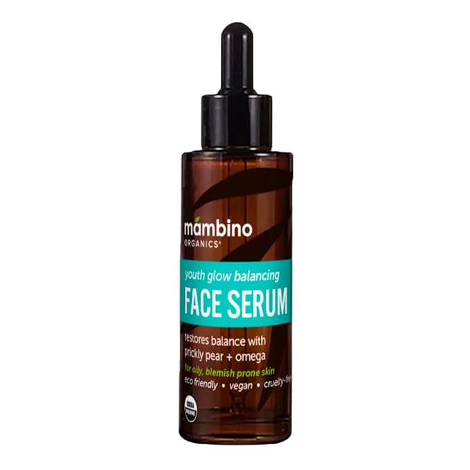 Mambino Organics Youth Glow Balancing Face Serum, Prickly Pear & Omega-Rich Oils, Lightweight Hydrating Serum for Oily & Blemish-Prone Skin, Cruelty-Free Skincare, 1 fl oz