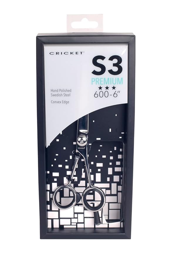 Cricket S3 Premium Series 600 Professional Hair Cutting Shears, 6 Inch