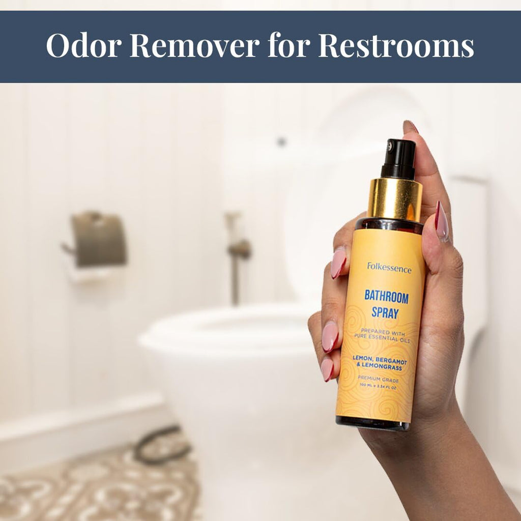 Folkulture Citrus & Bergamot Bathroom Spray - 3.34 fl oz | Odor Eliminator Bathroom Scents For Travel & Home, Guest Room Essentials | Before You Go Toilet, Poop & Shower Spray for Fresh Scents