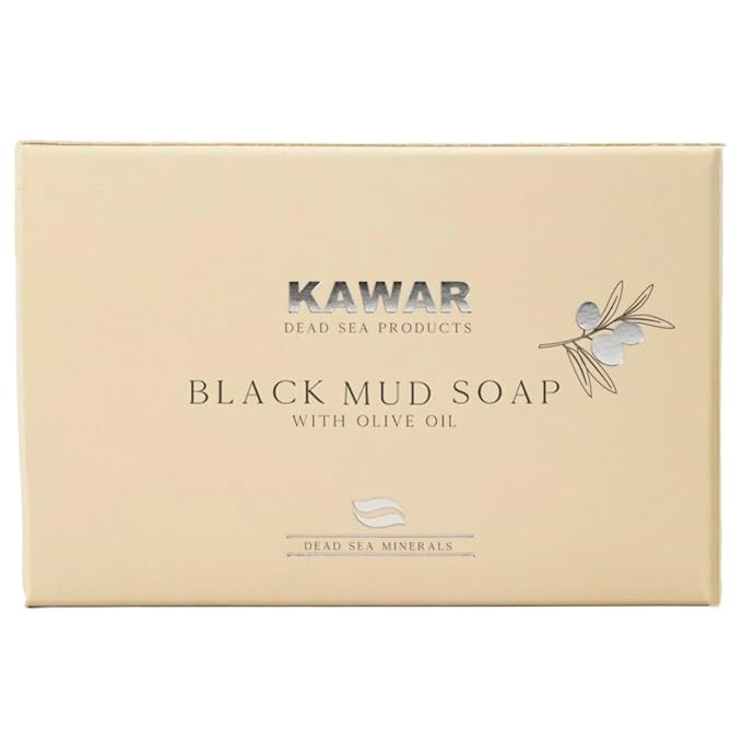 KAWAR Premium Dead Sea Black Mud Soap with Shea Butter, Face & Body, 1-Pack