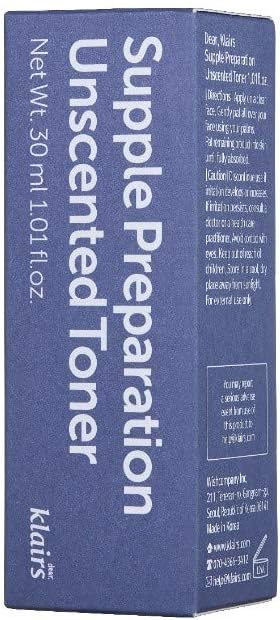 DearKlairs Unscented Toner Korean Soothing Hydrating Toner, 1.01 Fl Oz