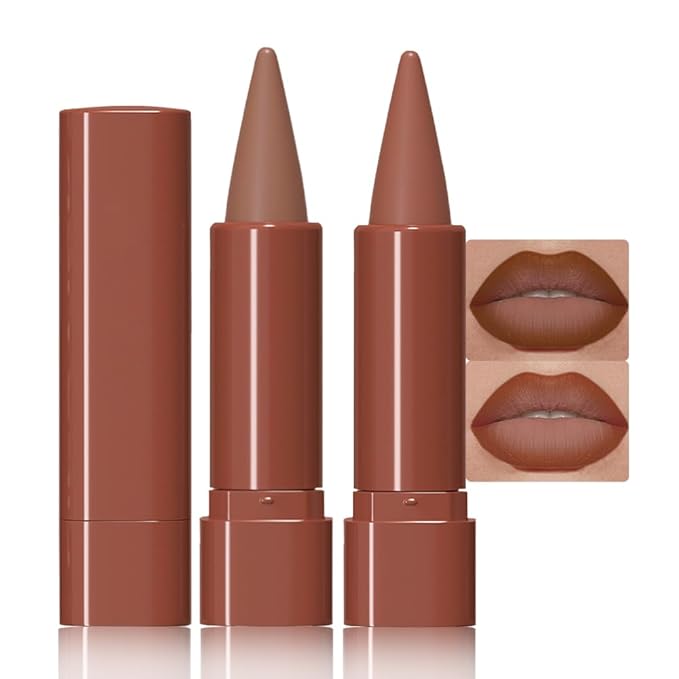 BINGBRUSH Lip Liner Pencil Set, Matte Lipstick Set, Cone Tip Line&Fill,2pcs