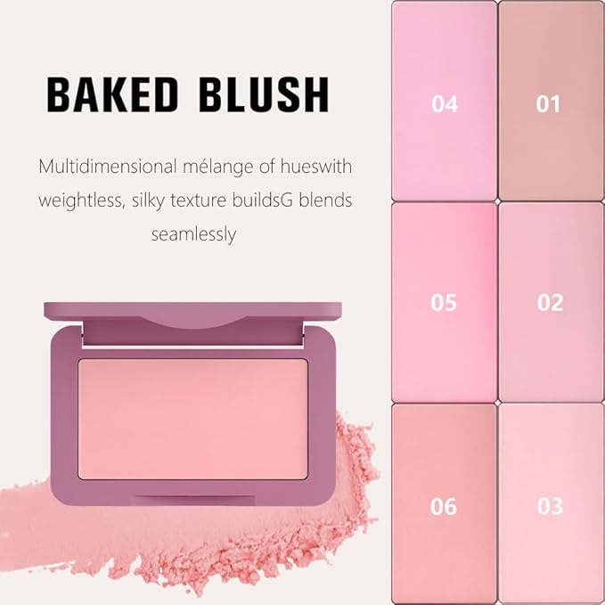 HHLTOH Pale Mauve Matte for Face Cheeks Blush,Natural Cream Blushes Makeup Palette, Light Monochrome Blush Creamy Powder Palette Makeup for Older Women, Blushes Eyeshadow Foundation for Every Day 06