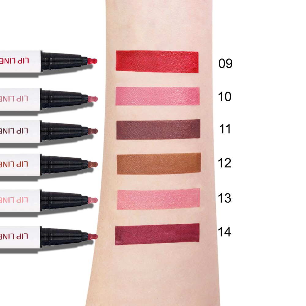 Kaely Dark Red Brown Longwear Liquid Lip Liner Waterproof, 24 Hour Long Lasting Lip Liner Stain Marker Pen, 2-in-1 Matte Semi Permanent Lipliner & Lipstick, Vegan & Cruelty-Free, 11