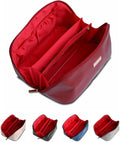NAORI Travel Makeup Bag for Women | Large Luxury Cosmetic Organizer with Handle & Inner Pockets | Waterproof Faux LeatherToiletry Bag | Makeup Case for Home, Travel & Gifting (Classic Burgundy)