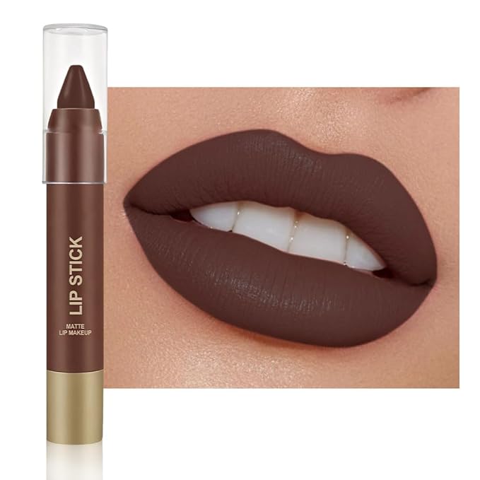 QIDSTERS Matte Lipstick Crayon for Women, Dark Brown 24 Hour Lipstick Lip Liner Pencil, Neutral Lip Stick Lipliner Long Lasting Waterproof Smudge Proof, Vegan & Cruelty-Free, 06