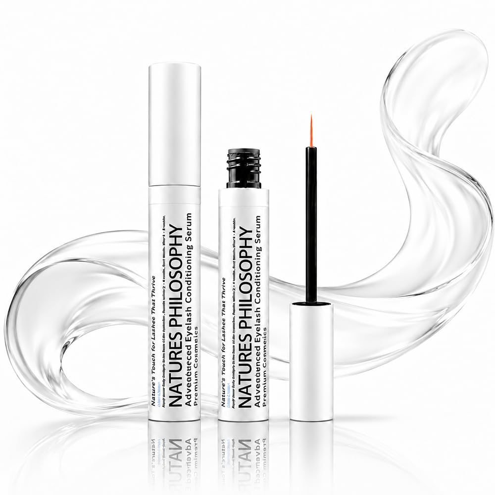 NP NATURES PHILOSOPHY Lash & Brow Conditioning Serum, Multi-Purpose Eye Makeup Base, Prostaglandin-Free Eyelash, Hypoallergenic Repair for Sensitive Dry Eyes, Contact Lens Safe, 3ml