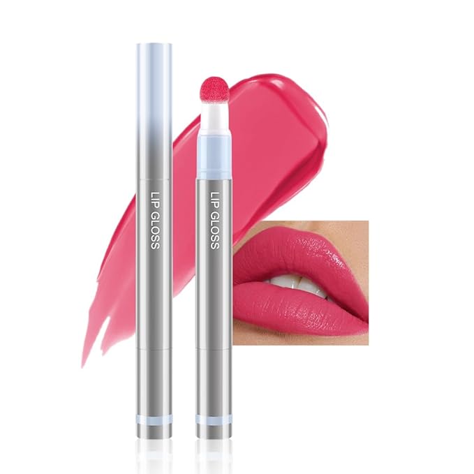 Hxssll Cushion Lip Gloss Matte Lip Tint – Long-Lasting Lightweight Color, Soft Plush Applicator for Gradient Blurred Lips, Non-Sticky Velvet Finish Hydrating Lip Stain 04#–Plum Pink