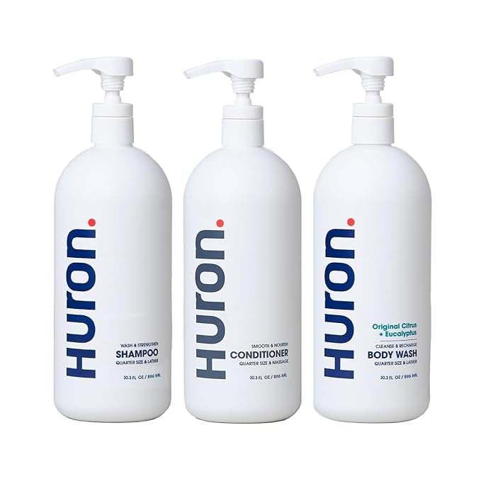 Huron Shampoo, Conditioner & Body Wash, Citrus + Eucalyptus 3-pack (30.3oz)