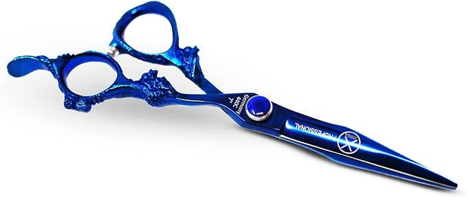 XPERSIS PRO Blue Dragon Hair Cutting Sharp Barber Scissors 7" Light weight German Made Steel With Finger Rest