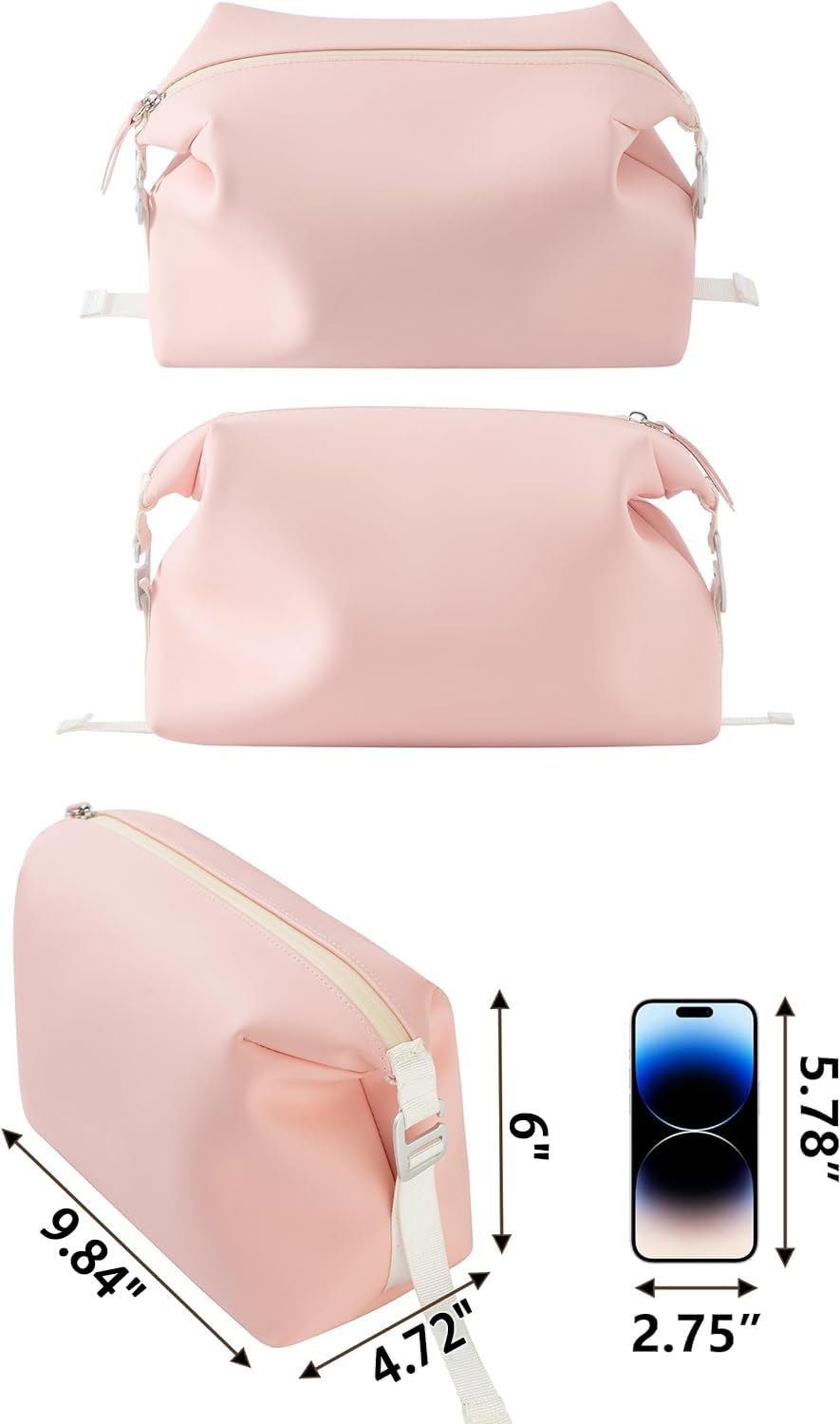 Onbagway 6"x9.84" 4.5L Silicone Toiletry Bag, Pink
