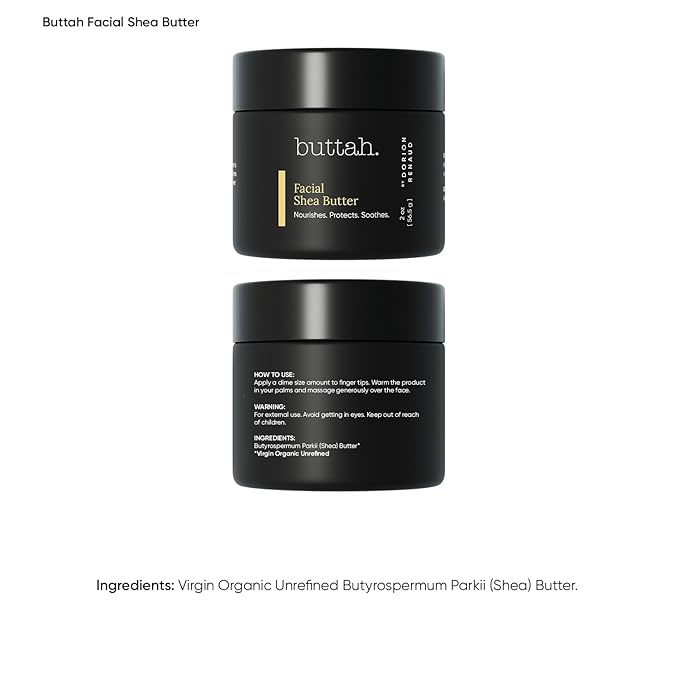 Buttah Skin Facial Shea Butter 2oz - Moisturizer for Dry Skin - Very Dry Skin Moisturizer - Think Face Cream Moisturizer Dry Skin