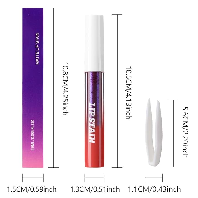 IATMOMOD Matte Liquid Lip Stain Peel Off Lip liner Tattoo with Tweezer, Maroon Red Liquid Lipstick Lipstain Long Lasting Waterproof for Women, Highly Pigmented Not Faded Smudge-proof Easy to Apply, 01