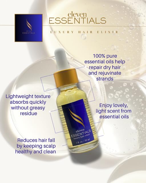 Eleven Essentials Luxury Hair Elixir (Oil) – Rosemary, Castor & Argan Hair Oil for Scalp Care, Frizz Control & Shine, Lightweight Botanical Hair Growth Support (1oz / 30ml)
