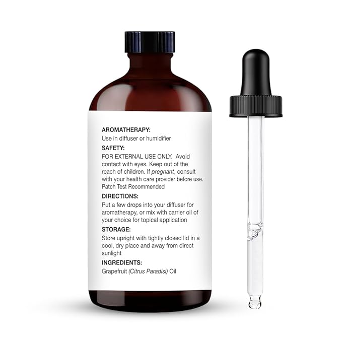 Majestic Pure Essential Oil with Glass Dropper - 100% Pure and Natural - Essential Oils for Diffuser, Aromatherapy, Soap and Candle Making, Grapefruit Essential Oil, Grapefruit Oil, 4 Fl Oz