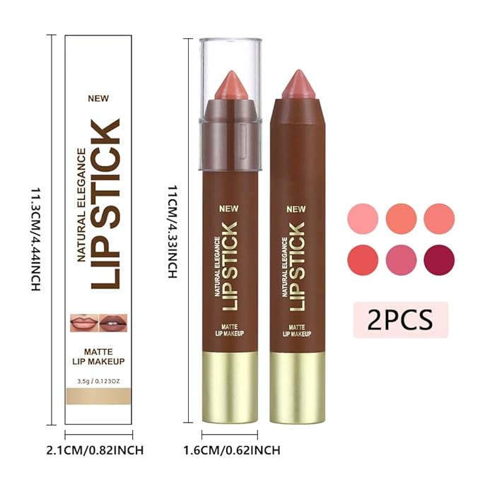 QIDSTERS 2Pcs Matte Lipstick Crayon Set for Women, Coral Pink Nude Pink 24 Hour Lipstick Lip Liner Pencil, Neutral Lip Stick Lipliner Long Lasting Waterproof Smudge Proof, Vegan & Cruelty-Free, 02+03