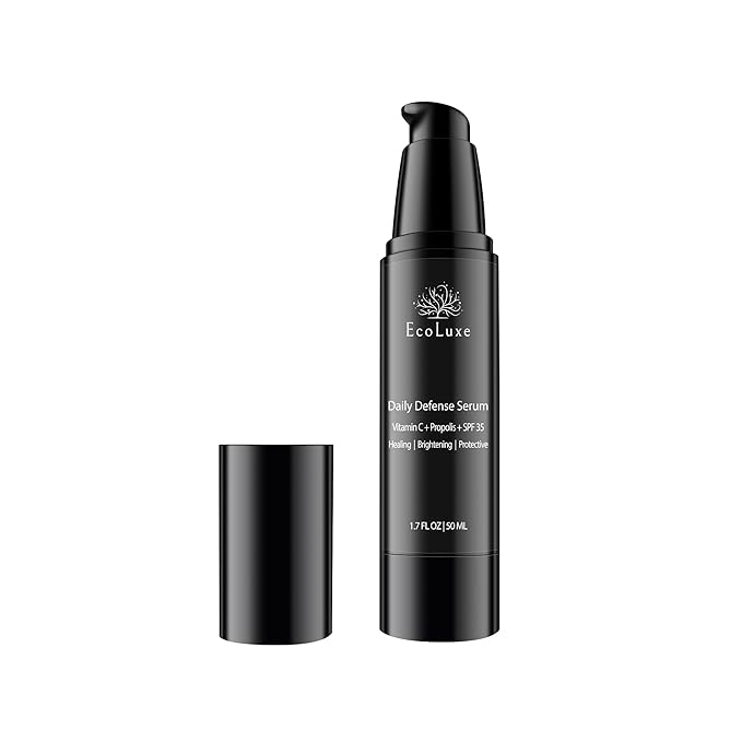 EcoLuxe Daily Defense Vitamin C Serum with Propolis and SPF 35 – Gentle Stabilized Vitamin C for Sensitive Skin, Brightening & Hydration