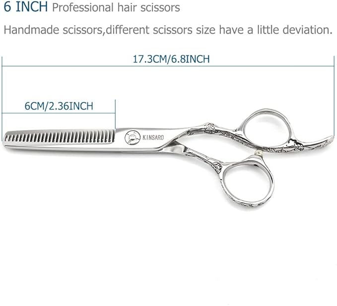 KINSARO 6 Inch Professional Hair Thinning Scissors, 440C Texturizing Shears