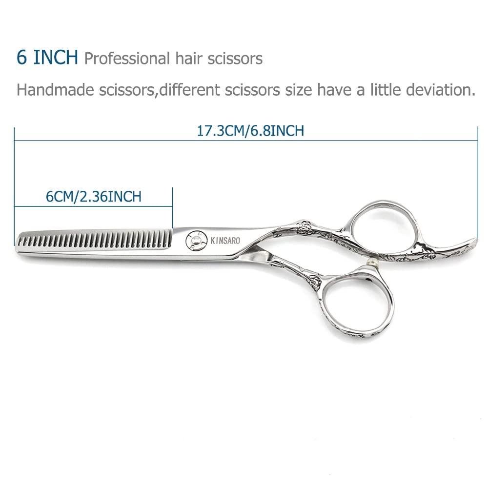 KINSARO 6 Inch Professional Hair Thinning Scissors, 440C Texturizing Shears